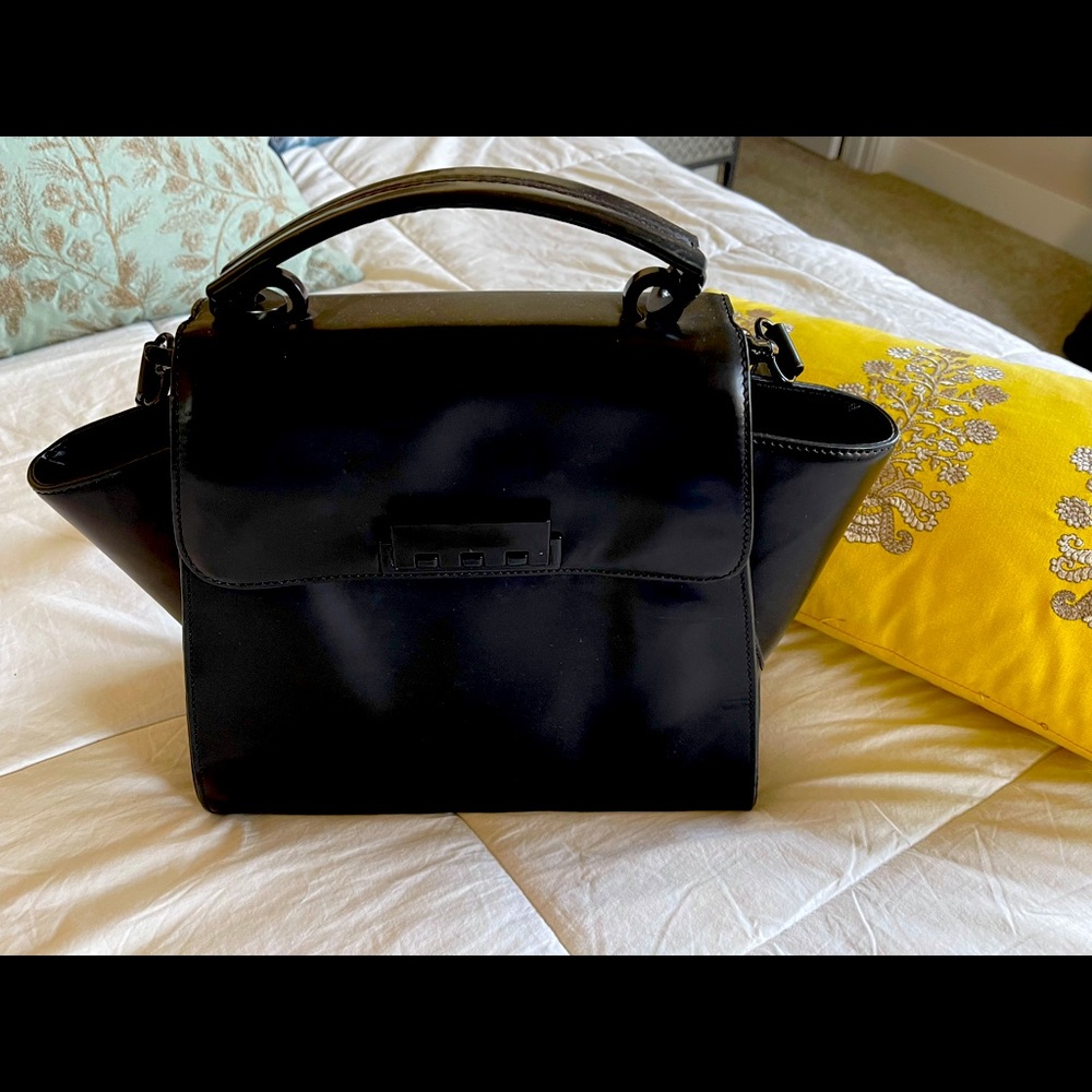 Zac Posen Smooth Leather Unique handle Bag